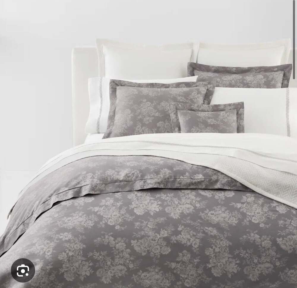 Ralph lauren Mya KING duvet cover New only duvet grey floral Fast 2 Ship gray